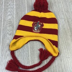Harry Potter Gryffindor House Crest Striped Pom Beanie.